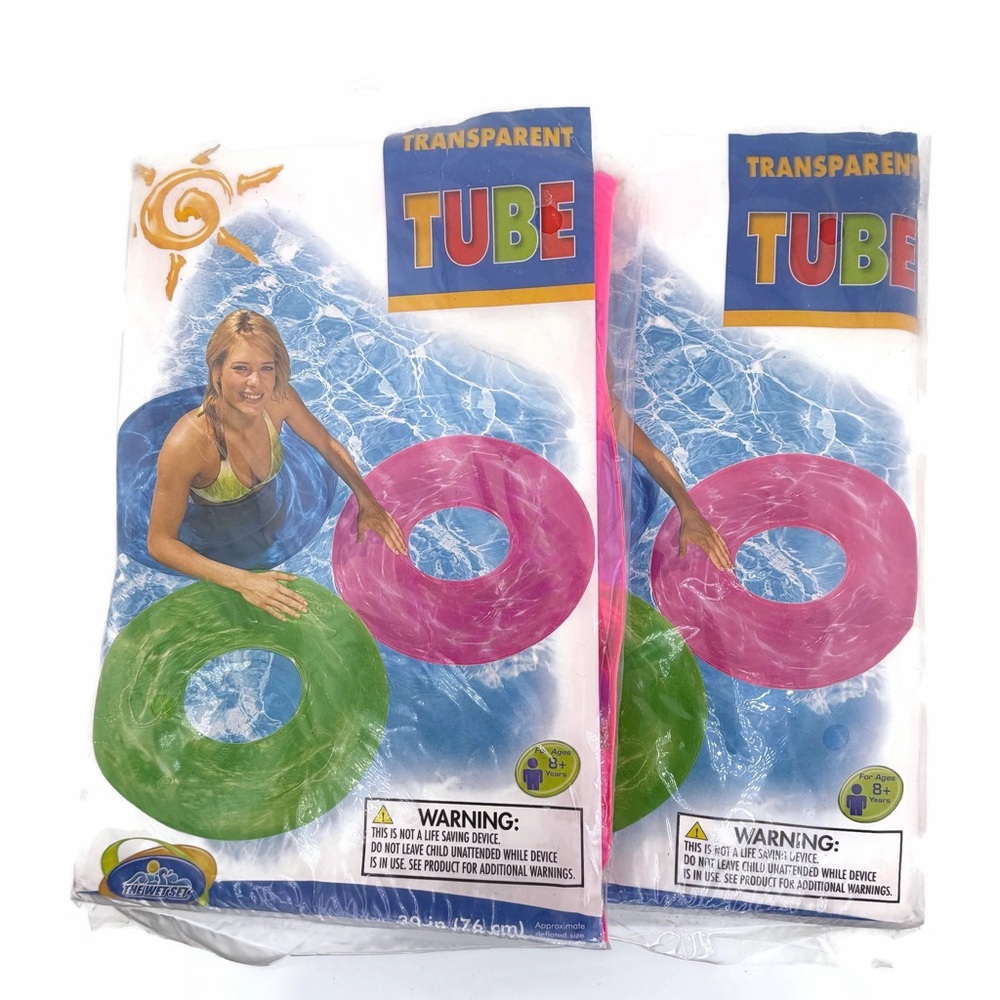 30” Transparent Vinyl Inflatable Swim Tubes - Set of 2 Pink